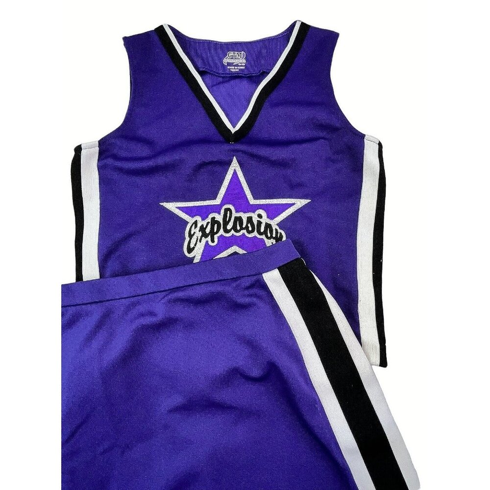 Cheerleader Uniform Outfit Costume 34 Top 27 Skirt EXPLOSION Sparkle Star Purple